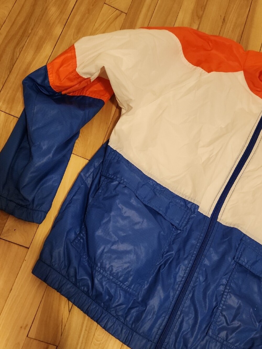 Vintage Oilers Blue/White/Orange Colorblock Windbreaker Jacket - NHL Inspired - Picture 3 of 16